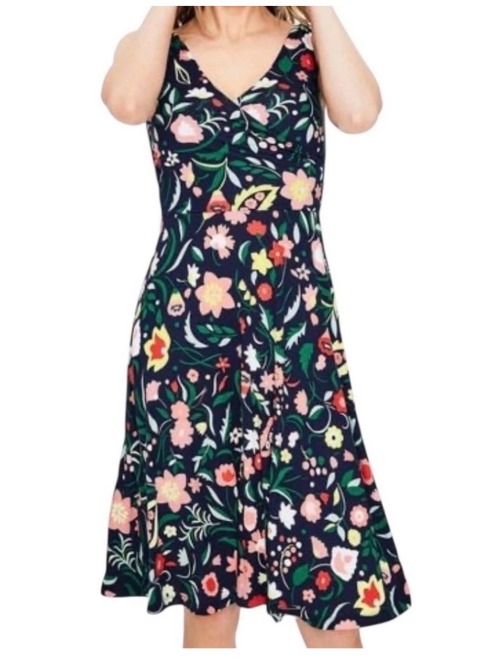 Navy Floral V-Neck Sundress